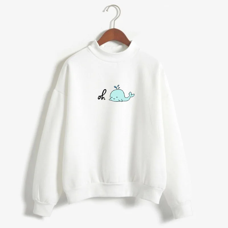 sweatshirt white Толстовка с капюшоном в стиле Харадзюку; толстовки с капюшоном; уличная одежда; Kawaii Whale; gedruck Mit; Повседневная флисовая толстовка - Цвет: sweatshirt white