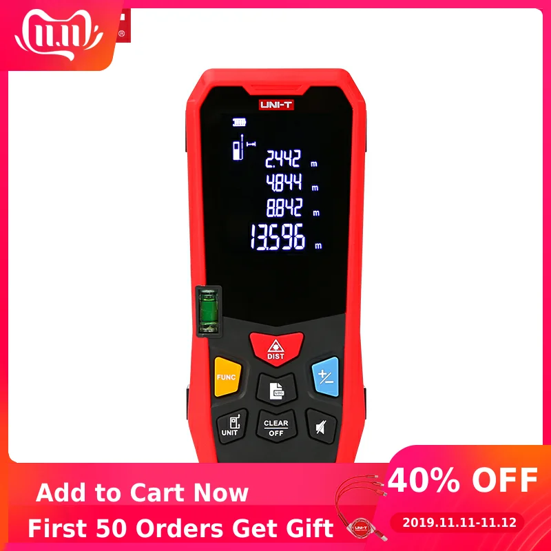 cheap UNI T Handheld Laser Rangefinder Distance Meter 35M 40M 50M 60M Medidor Laser Tape Build Measure Device Electronic Ruler