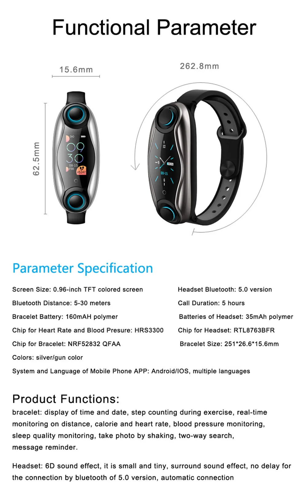T90 фитнес-браслет Bluetooth 5,0 с беспроводными наушниками IP67 водонепроницаемые Смарт-часы для телефона Android IOS Wome мужской смарт-браслет