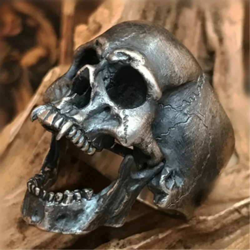 Gothic Punk Satanic Devil Skull Ring Vintage Steampunk Men's Stainless Steel Ring Hiphop Motorcycle Rock Biker Jewelry Wholesale