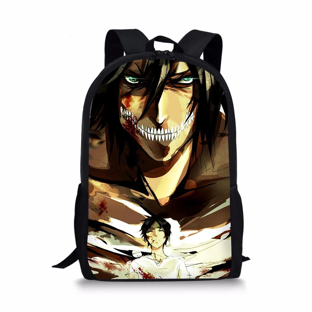 Attack on Titan School Backpack for Teenage Boys Student Customize Anime Pattern BookBag Kids16 inch Satchel Daypack Travel Bag