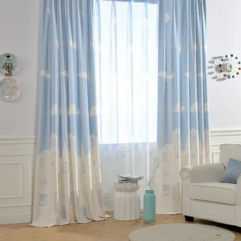 

Childlike innocent fashionable cotton and linen curtain fabric printed curtain fabric cross hemp window screen cartoon