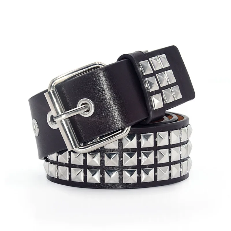 men's belts GAOKE Pyramid Fashion Rivet Belt Men&Women's Studded Belt Punk Rock With Pin Buckle Hardware Jeans Designer Female Waist Belts mens dress belts