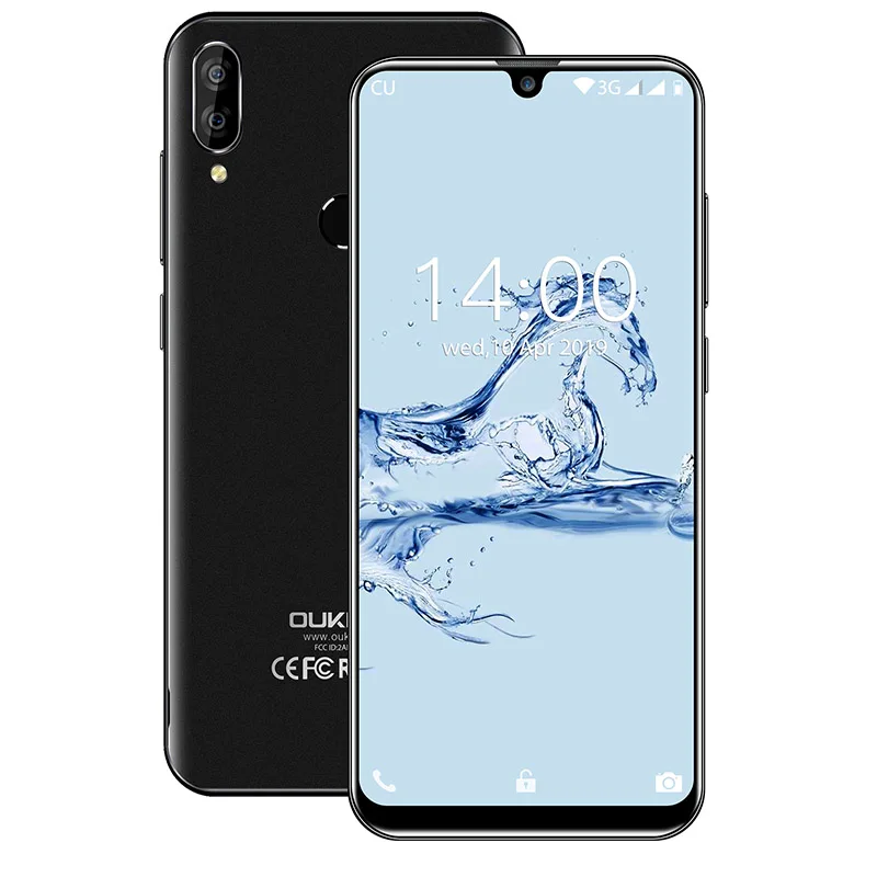 Смартфон OUKITEL C16 5,71 ''19:9 2GB 16GB Android 9,0 MT6580P экран капли воды 5 V/1A 2600mAh отпечаток пальца лица ID мобильный телефон - Цвет: Black