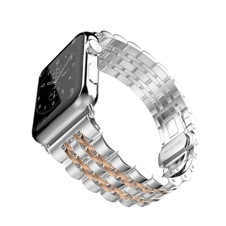 Нержавеющая сталь ремешок для наручных часов Apple Watch 5/4 ремешок 38/42/44/40 мм металлических звеньев Браслет Смарт-браслет на запястье для наручных часов iWatch серии, версия 1, 2, 3, ремешок