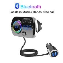 Автомобильный Bluetooth MP3-плеер fm-передатчик с громкой связью USB быстрое зарядное устройство Громкая связь вызов автомобиля атмосферные огни
