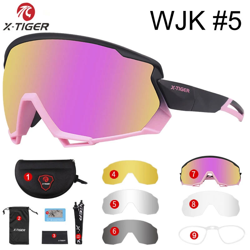 Colors 05 X-TIGER Wind Cycling Glasses 5 Lens Polarized Outdoor Sport Bicycle Glasses MTB Mountain Bike Sunglasses Goggles Cycling Eyewear - Цвет: Colors 05