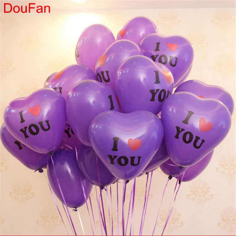 RJ0025-Purple 50 шт. воздушные шары с дизайном «сердце» 12 дюймов Радужный цвет I LOVE YOU латексный воздушный шар День Святого Валентина поставки вечерние украшения - Цвет: RJ0025-Purple