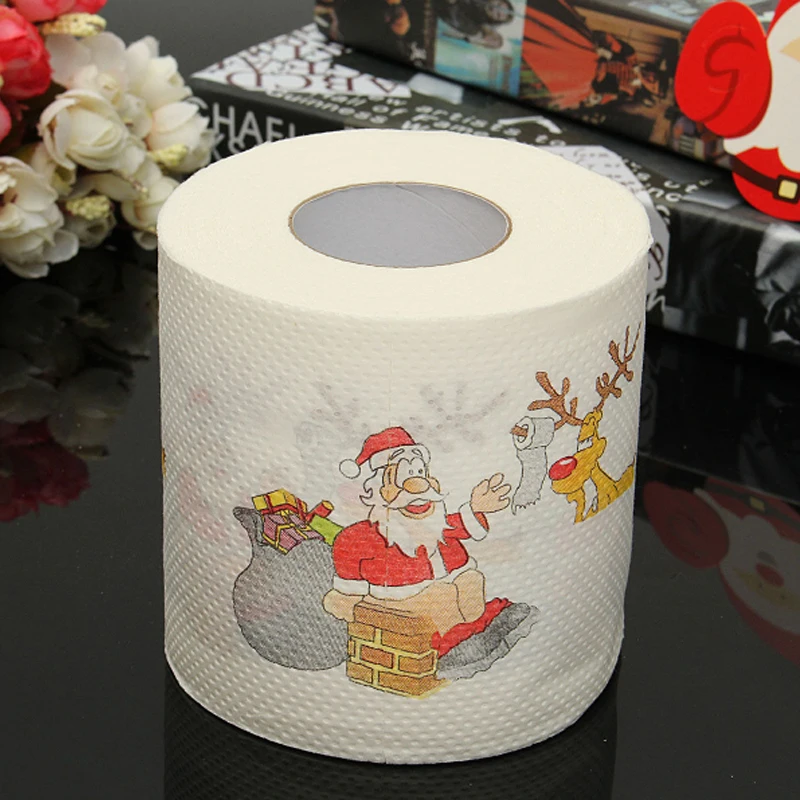 Xmas Accessories 10.3*10.3*10cm Party Living Room Printed Merry Christmas Paper Cute Santa Claus Pattern White Red Orange