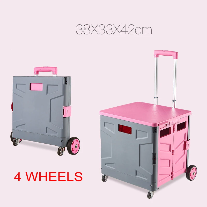 

Folding Cart on Wheels with Lid Cover Utility Shopping Cart Collapsible Grocery Carts with Rolling Swivel Wheels for Stairs Cart