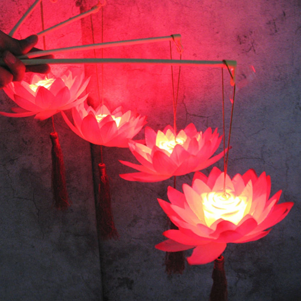 4Pcs Kids Toy Glowing Dancing Props Festival Decor Led Blossom Mid-Autumn Light Portable Gift House Flower Lantern Handheld