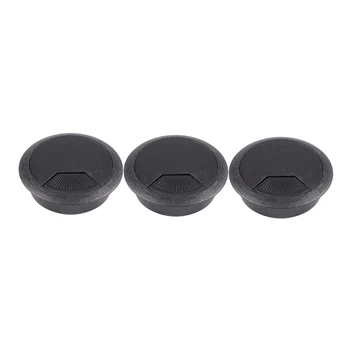 

3 Pcs 50mm Drill Hole Dia Desk Wire Cord Cable Grommets Cover Black
