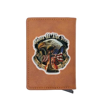 

High Quality American Soldiers Printing RFID Blocking Men's Credit Card Holder Leather Bank Card Wallet Case Protection Purse