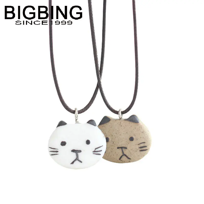 C181 BIGBING модные ювелирные изделия черная цепочка керамическая кошка кулон