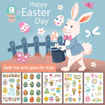

Lots/Set Easter Day Cartoon Kids Waterproof Water-transfer Sticker Tattoo SafetyTamporary DIY Tattoo for Girls Boys