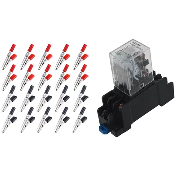 

20 Pcs 45 Mm Plastic Handle Metal Alligator Clips & 1 Pcs Power Relays 8 Poles 5A Ac 240V Dc 28V
