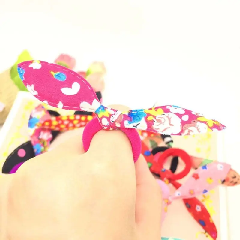 100Pcs Children Elastic Hair Band Cute Bow Rabbit Ears Headband Hair Strings