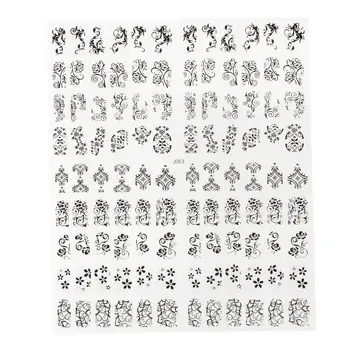 

108 PCS/Sheet 3D Design Nail Art Sticker Tips Decal Flower Manicure Stickers New Black