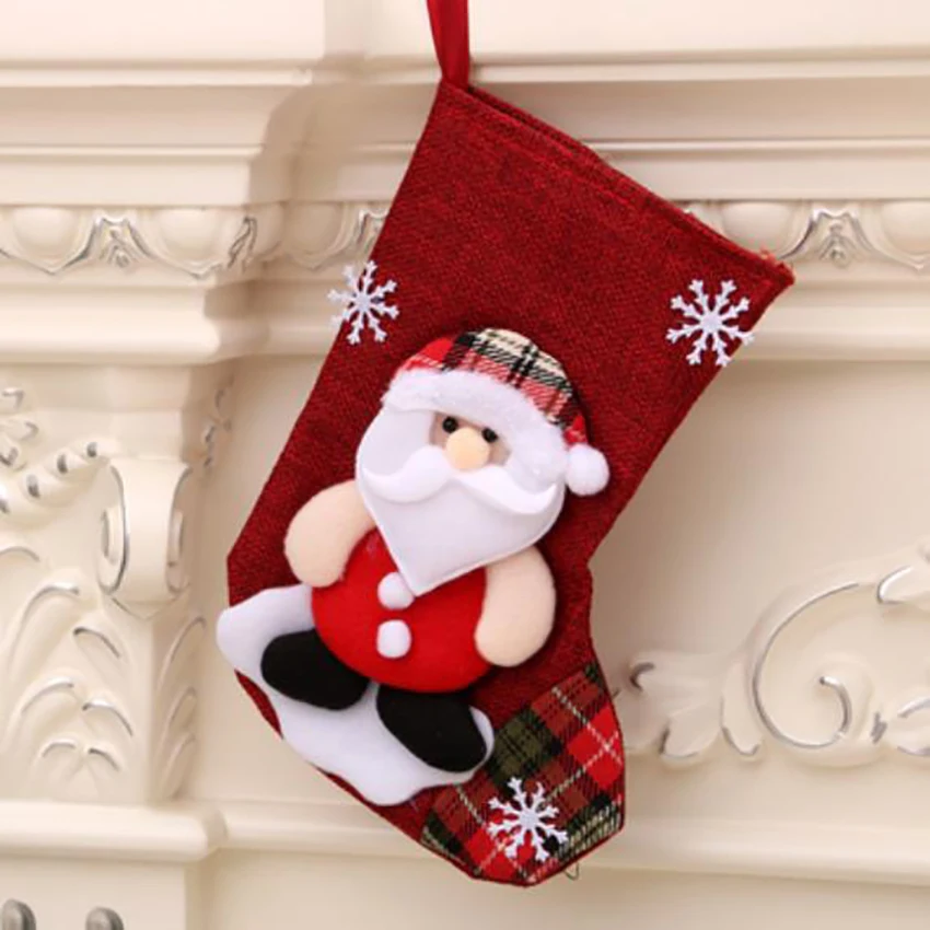 

Cute Santa Claus Snowman Candy Sock Gift Bag, Xmas Tree Hanging Decorative Christmas Socks, Christmas Gift Christmas Flax Socks