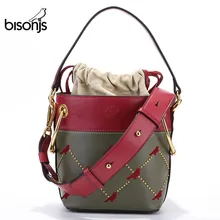 BISON DENIM роскошные сумки женские сумки дизайнерские сумки из натуральной кожи для женщин модная сумка на плечо с вышивкой B1606