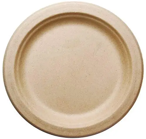 

Round Disposable Plates - Natural Sugarcane Bagasse Bamboo Fibers Sturdy Compostable Eco Friendly Environmental Paper Plate