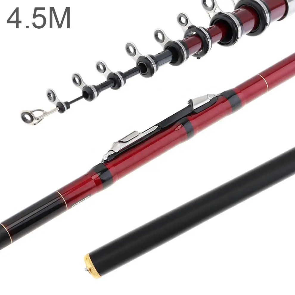 

Telescopic Fishing Rods 4.5m Telescopic Rock Carp Fishing Rod 8 Section Carbon Fiber Surf Spinning Pole
