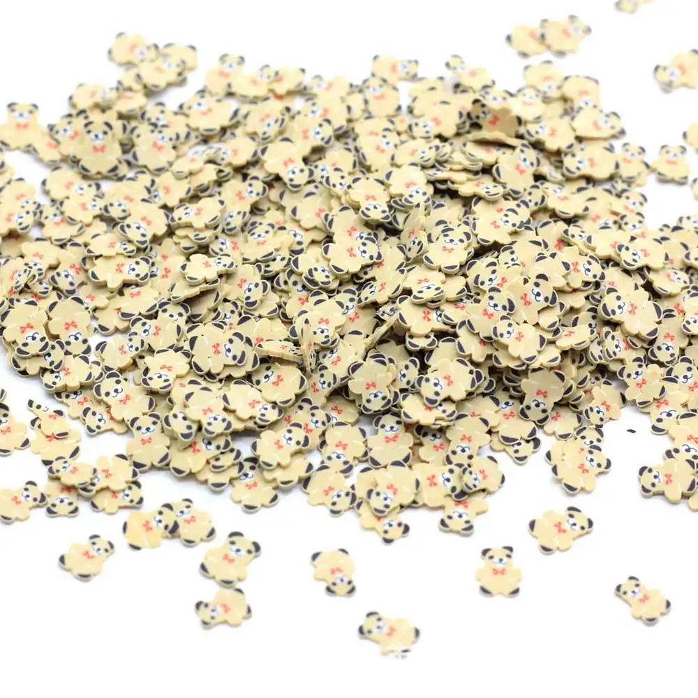 20g Cartoon Bear Slices Polymer Hot Soft Clay Sprinkles for Crafts Slime Filler DIY Scrapbooking Phone Decoration 5*6mm
