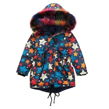 

-30 degrees 2020 new Girl clothing Long Padded clothes Winter Jacket kids Warm Thicken Hooded Faux fur Coats Teen Outwear parka