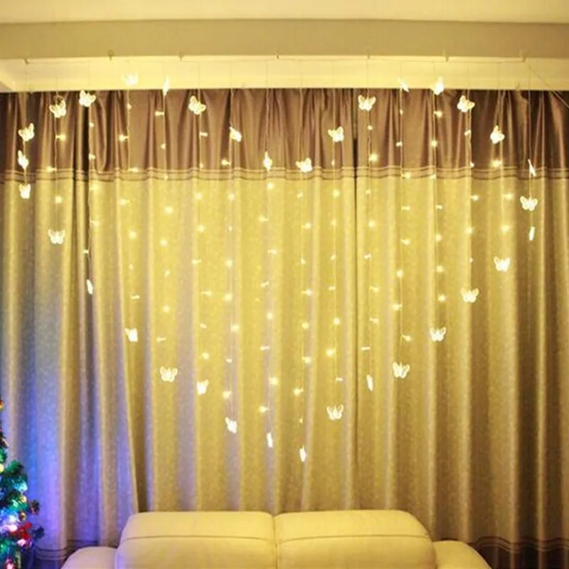2016 Hot Selling 2M x 1.5m Heart Shape LED String Holiday Light Christmas Wedding Decoration Curtain lights 220V free shipping