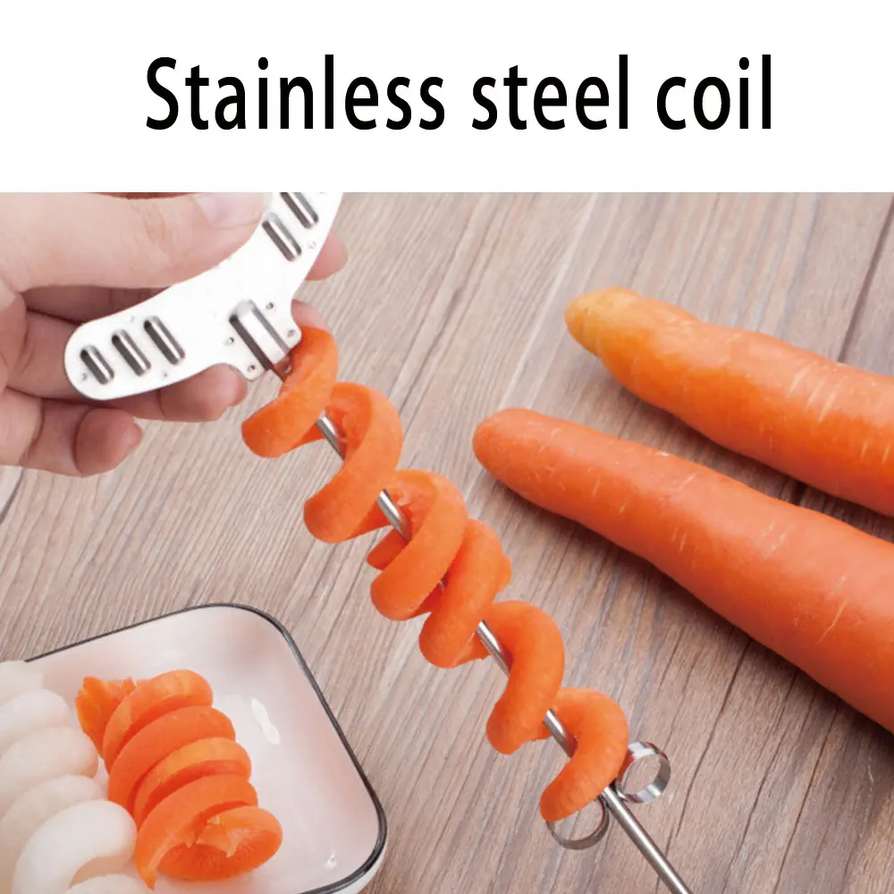 

2 Pcs 304 Stainless Steel Spiral Knife Cucumber Twist Vegetable Magic Spiral Radish Knife Kitchen Creative Modeling Plate Tool