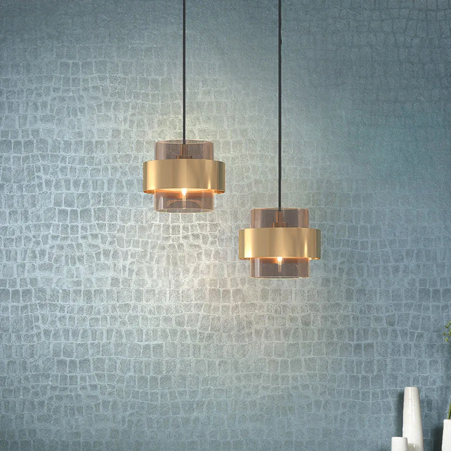 H8d2ab62e8c024e7fb1d6a36443a81327I Nordic Modern Glass Pendant Lamps Restaurant Bar Cafe Chandelier Lights Creative Gold Wrought Iron Hanging Lighting Indoor Leds