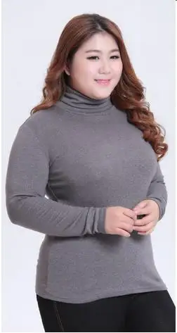 Серый 2XL-6XL Плюс Размер Женская одежда осень зима над размером d однотонная детская водолазка женские топы винтажная свободная тонкая рубашка WR128 - Цвет: Серый