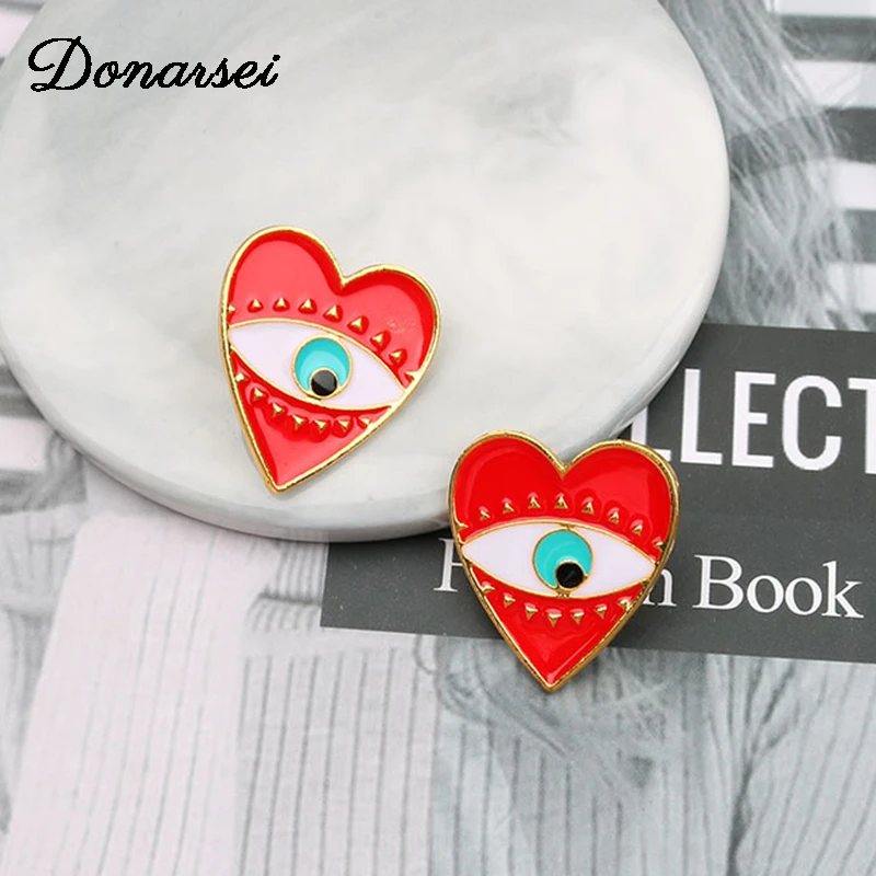 Donarsei Новая Мода Сердце злой серьги в форме глаз для женщин дьявол глаз серьги гвоздики Вечерние