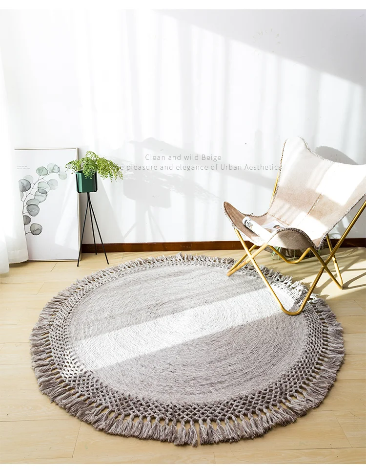 Круглые ковры, шерстяное одеяло для гостиной, ручной тканый край, круглый ковер, журнальный столик, напольный коврик, татами, компьютерные коврики под стулья