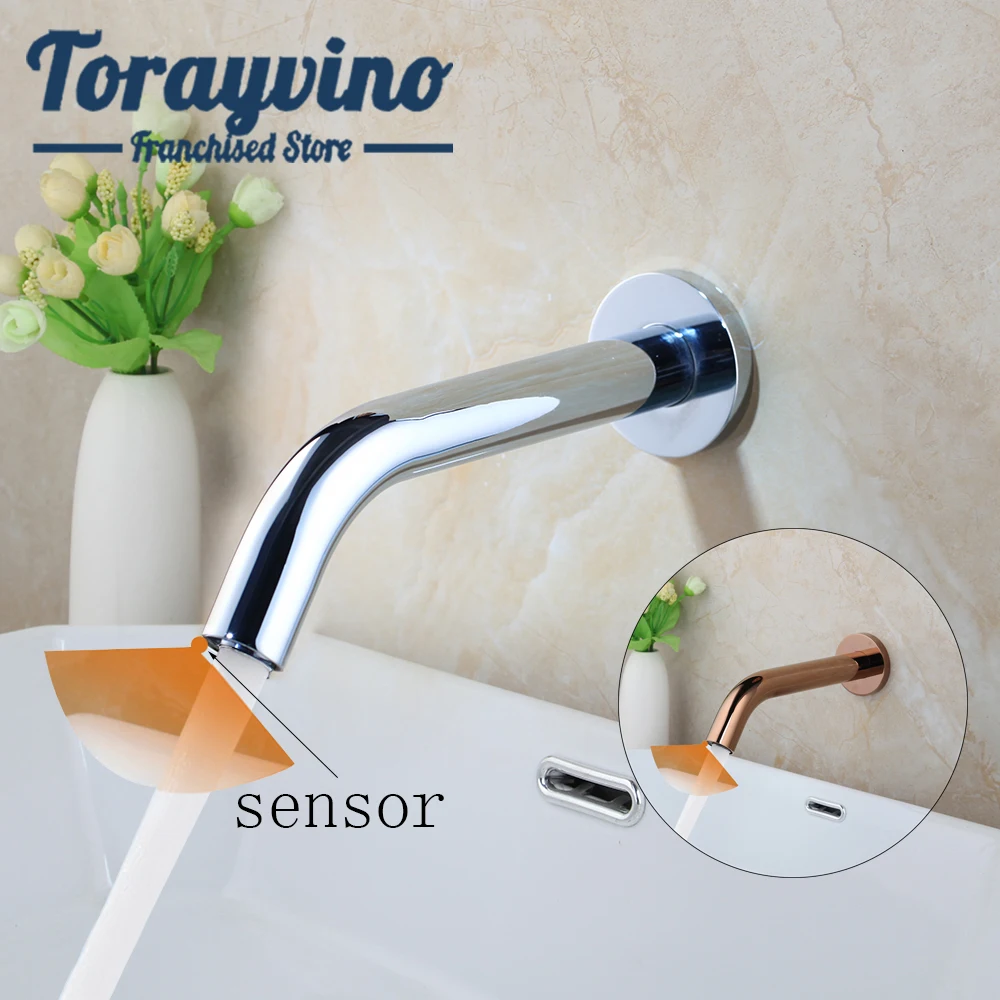 Quick Open Bathroom Faucet With Sensor Chrome Rose Gold Brass