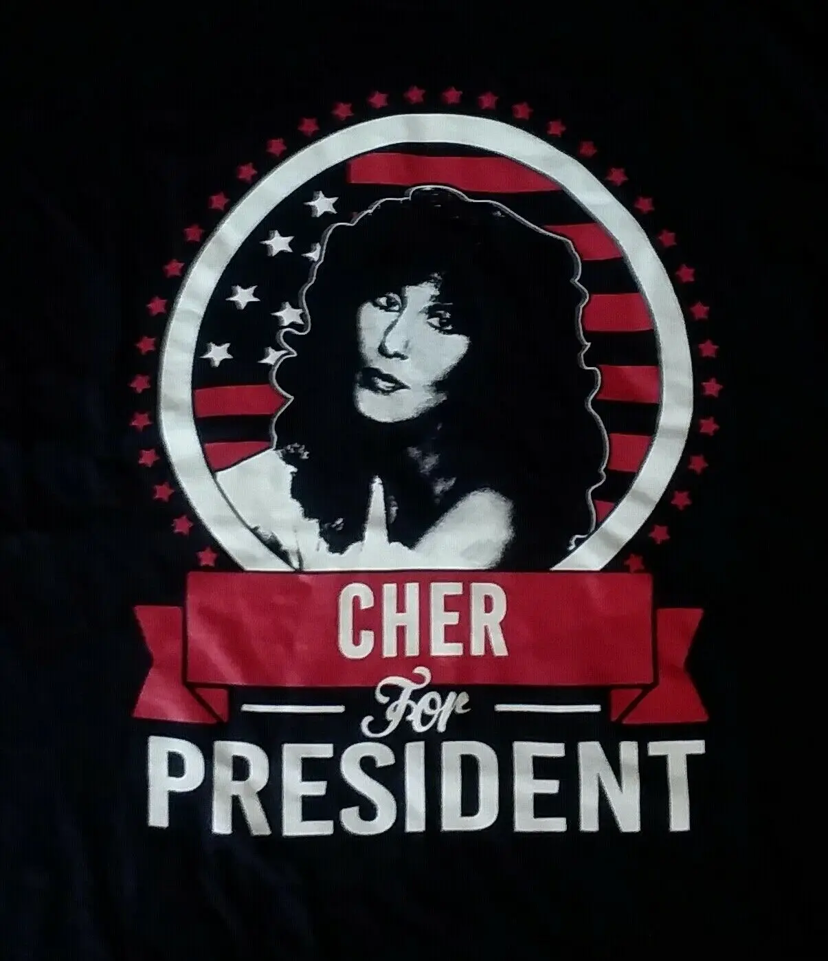 Черная футболка Cher For President L Big New Diva Classic Rock Pop 09102019 |