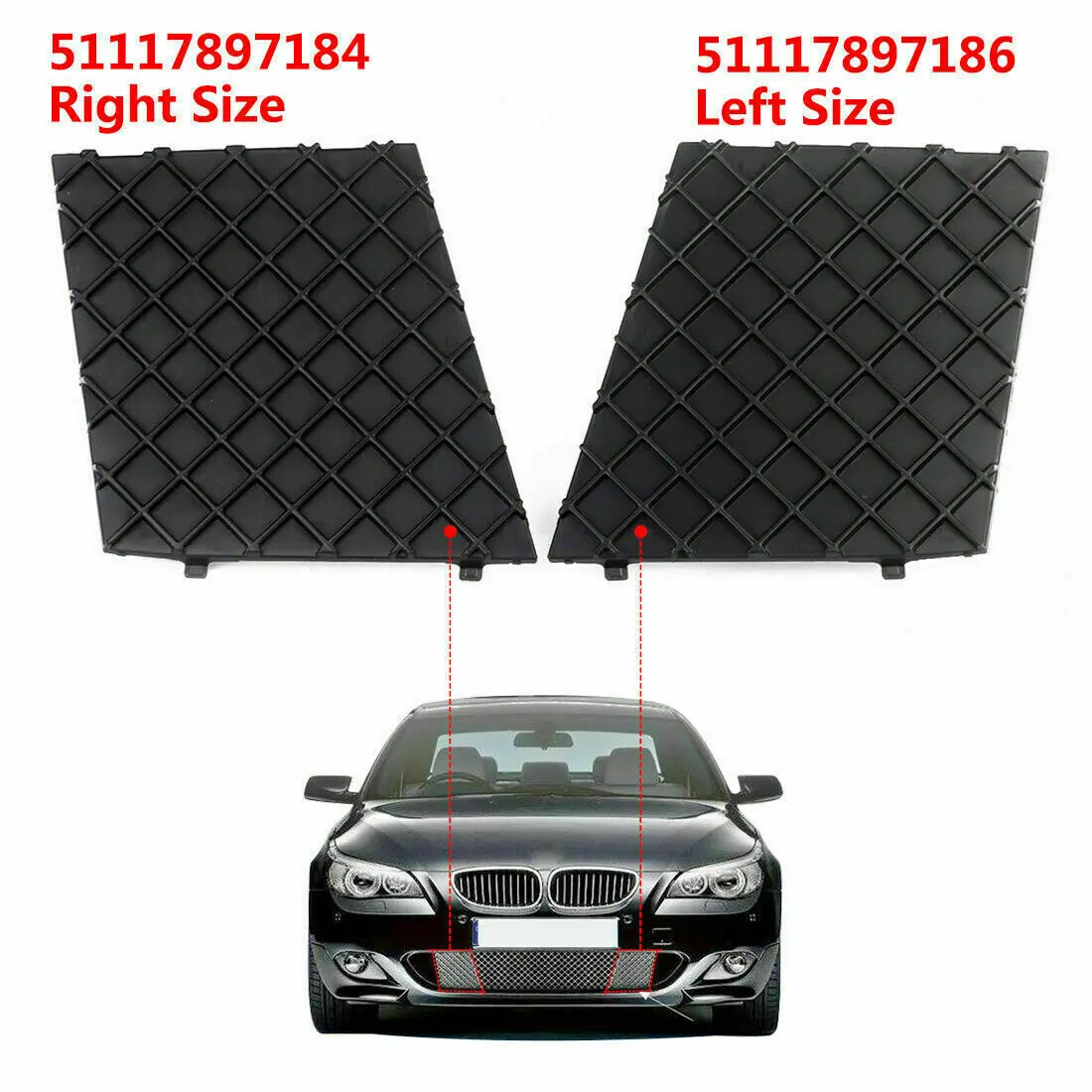 Fydun Right Side Front Bumper Grill Mesh Grille Cover Trim Front Bumper  Grill Cover 1pc for E60 E61 5111 7897 184