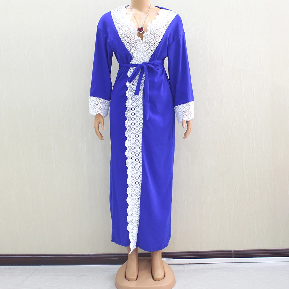 Sky blue Арабский Мусульманский кружевной однотонный кардиган abaya для женщин - Цвет: Sky blue