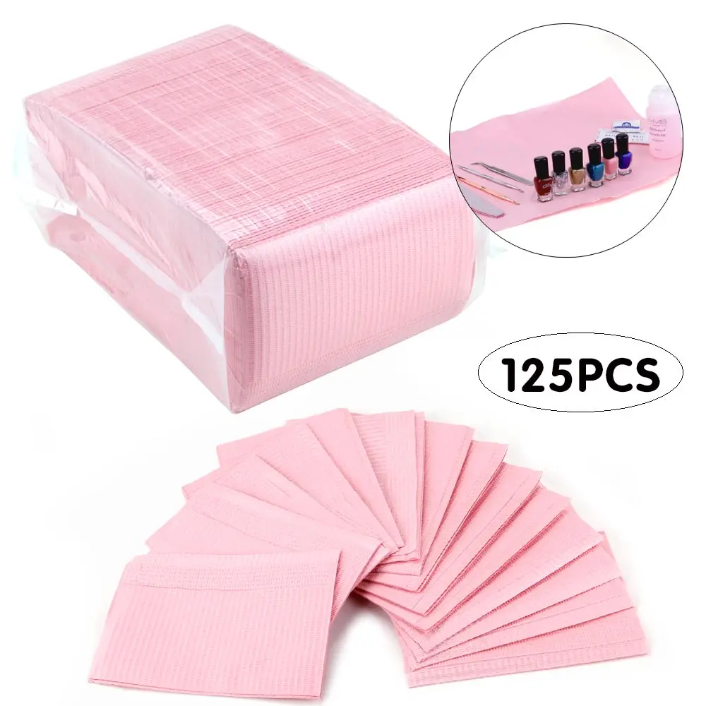5/125Pcs Disposable Nail Table Mat Clean Pads Medical Bibs Nail Polish