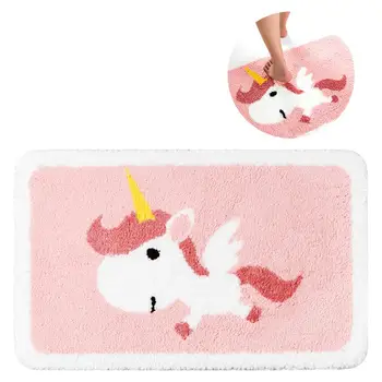 

1PC Pink Unicorn Door Entrance Floor Carpet Flocking Ground Mat Anti-Slip Foot Pad Water Absorption Floor Mat for Home Bedroom