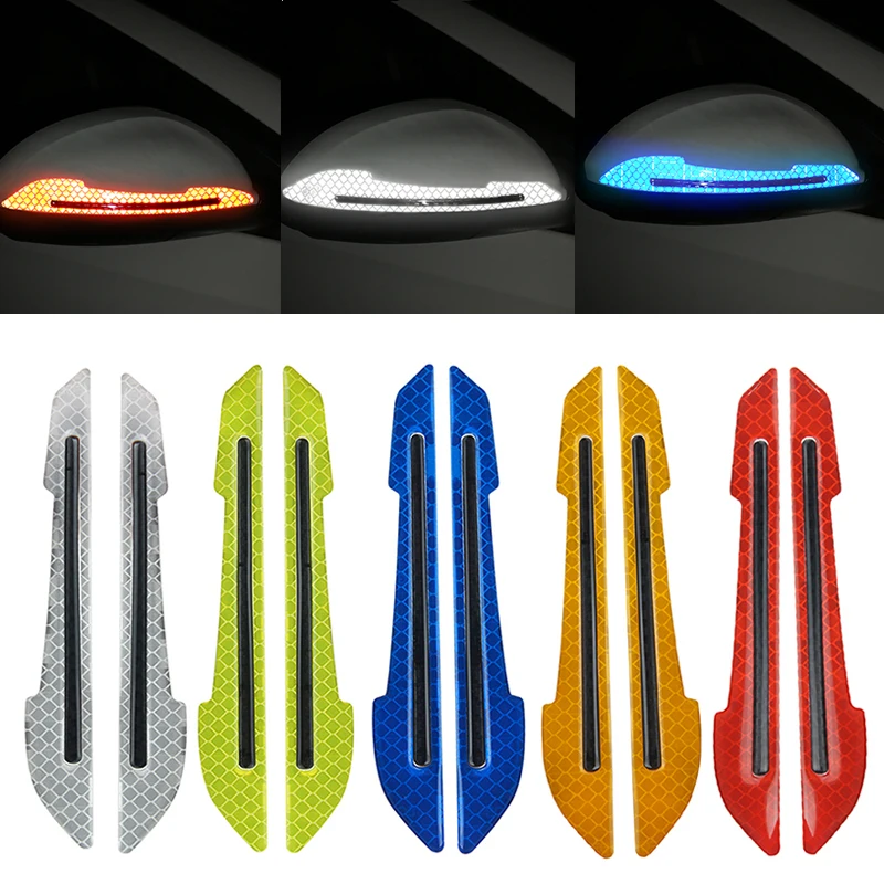 2 Pieces Car Reflective Strip Anti-collision Warning Tape Car-styling Rearview Mirror Stickers Safety Mark | Автомобили и