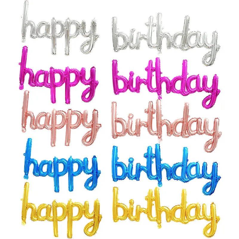 Happy Birthday Conjoined Letters Balloon Banner Rose Gold Silver Alphabets Birthday Party Decoration Baby Shower Globos