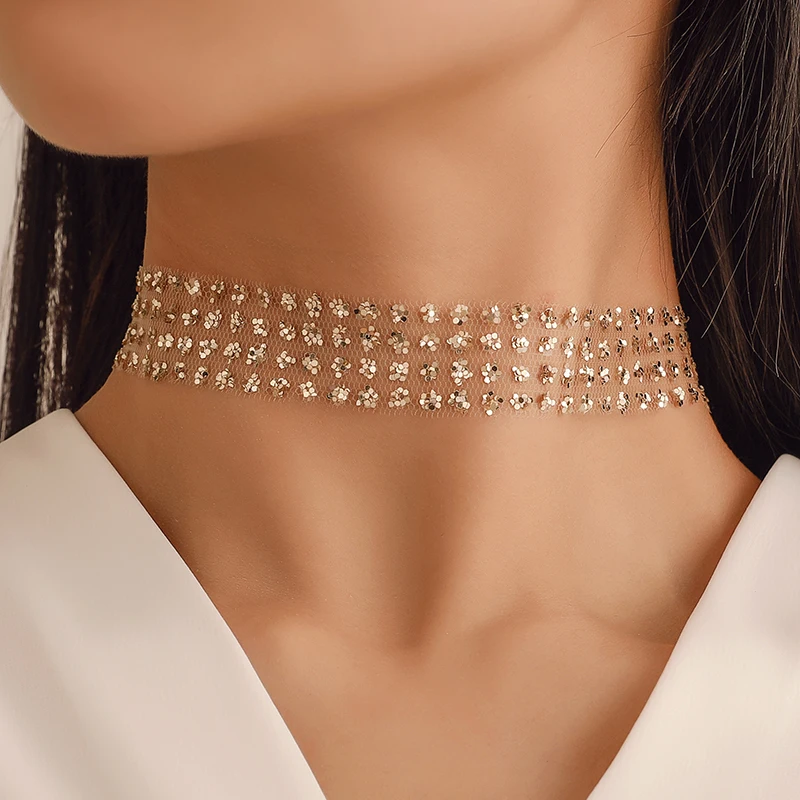 Silver Mesh Choker Necklace Flash Sales 