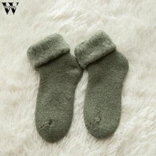 Женские однотонные зимние теплые бархатные домашние носки для сна; носки-Тапочки
