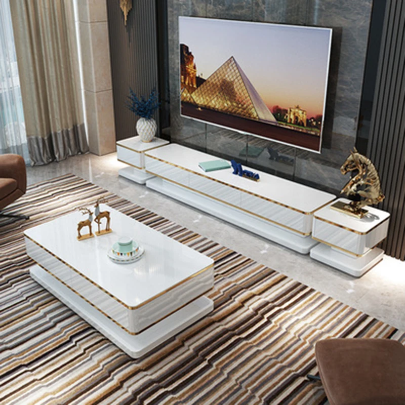 

Modern Style High Living Room Wooden Furniture Tempered Glass Lcd TV Stand 7653