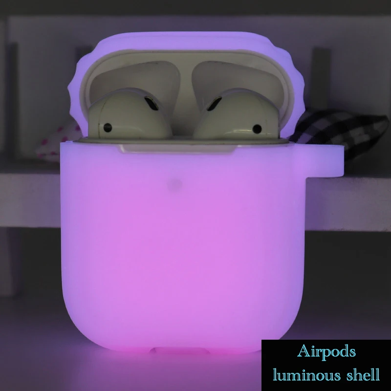 Светящийся однотонный чехол Airpods для Apple, bluetooth-гарнитура 1/2, зарядная коробка, новые аксессуары для кожи, защита от падения пыли
