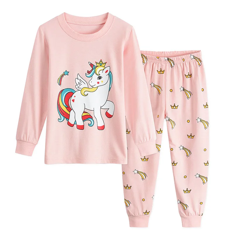 Пижамные комплекты с единорогом для девочек, комплекты одежды для сна с длинными рукавами для маленьких девочек, одежда для детей, детская одежда на осень