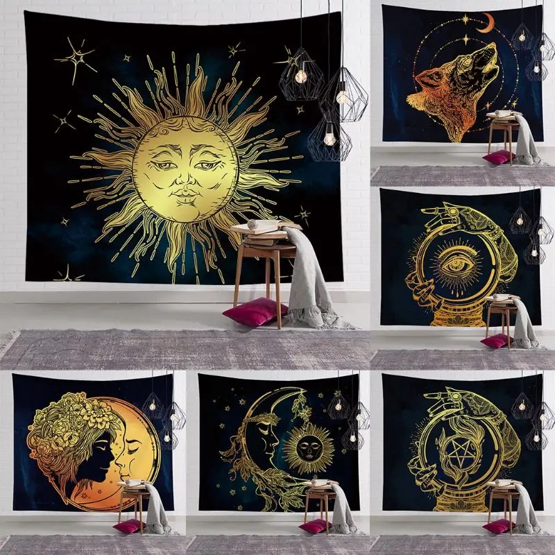 Sun and Moon Psychedelic Wall Tarots Tapestry Divination Altar Tablecloth | Спорт и развлечения