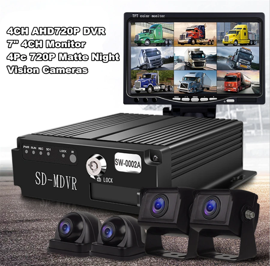 720P AHD 4CH Автомобильный видеорегистратор коробка с " автомобильный hd-дисплей 4 шт. CCD ночного видения Передняя Задняя боковая камера