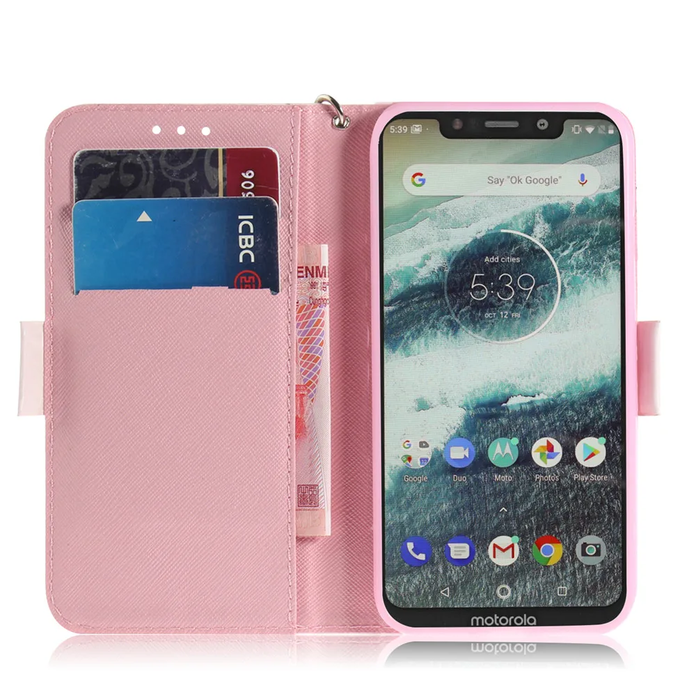 Чехол книжка для Motorola One Moto E5 G5S G6 Plus чехол с милым мультяшным принтом из